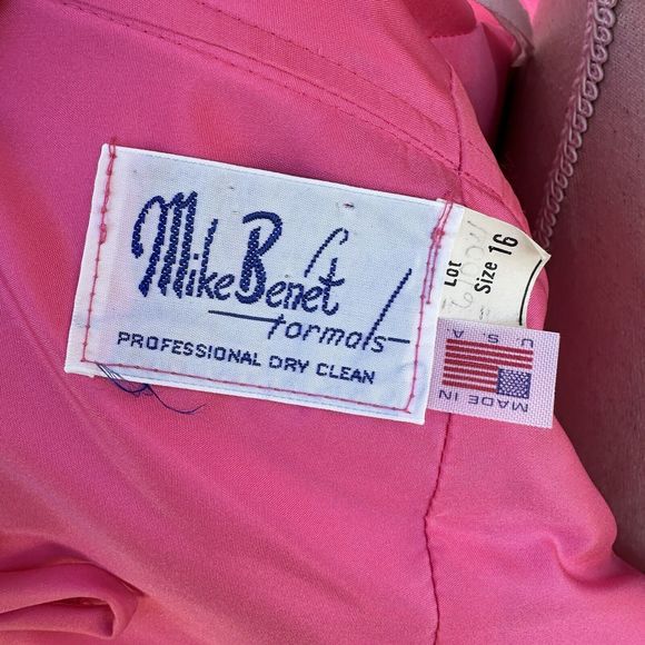 MIKE BENET One Shoulder Bow Dress Ball Gown Prom PINK Blue Formal Vintage 16 - Picture 7 of 8